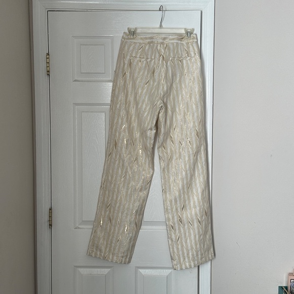 Porridge Women's Trousers Size 4 Brand New Gold Cream Metallic Party Glam Anthro - Picture 7 of 11
